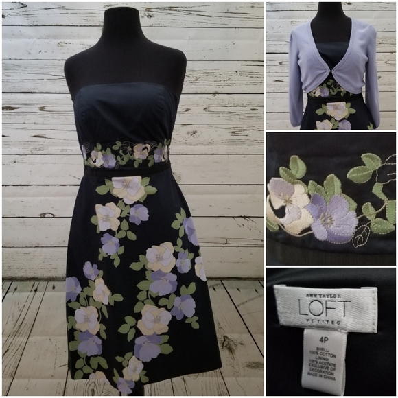 LOFT Dresses & Skirts - LOFT navy floral strapless dress